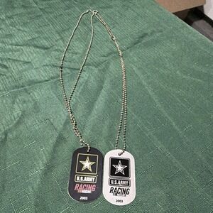 Vintage U.S. Army Racing NASCAR Dog‎ Tag Necklace. Never Worn. Set Of 2
